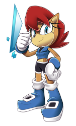 Size: 1723x2845 | Tagged: safe, artist:tale-dude, sally acorn, chipmunk, female, looking at viewer, pose, sally's ringblader outfit, simple background, solo