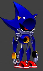 Size: 530x873 | Tagged: safe, artist:spacedawgspace, metal sonic, 2026, 3d, black sclera, grey background, looking offscreen, robot, simple background, solo, standing