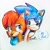 Size: 1274x1280 | Tagged: safe, artist:dariidraws, sally acorn, sonic the hedgehog, chipmunk, hedgehog, 2019, archie sonic the hedgehog, bust, dialogue, duo, english text, female, looking at each other, male, sally x sonic, sally's ringblader outfit, shipping, speech bubble, straight, traditional media