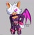 Size: 1267x1282 | Tagged: safe, artist:teary-blues, rouge the bat, oc, oc:rogue the bat (nikkikaji), bat, 2025, alternate hairstyle, ear piercing, earring, femboy, gender swap, grey background, hair over one eye, hand on hip, lidded eyes, looking at viewer, male, mouth open, one fang, rouge's heroes bodysuit, signature, simple background, smile, solo, standing