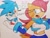 Size: 2048x1536 | Tagged: safe, artist:tvict101, sally acorn, sonic the hedgehog, chipmunk, hedgehog, 2021, alternate universe, archie sonic the hedgehog, carrying them, dialogue, duo, english text, female, macro, male, sally x sonic, sally's ringblader outfit, shipping, simple background, straight, traditional media, white background