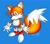Size: 1503x1313 | Tagged: safe, artist:that1console, miles "tails" prower, fox, 2026, blue background, classic sonic (universe), classic style, classic tails, male, redraw, signature, simple background, smile, solo, solo male, standing, style emulation
