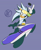 Size: 2850x3459 | Tagged: artist needed, safe, silver the hedgehog, hedgehog, sonic riders: zero gravity, extreme gear, eyewear on head, goggles, goggles on head, looking at viewer, male, mouth open, open smile, pointing, purple background, riders style, signature, simple background, ski goggles, smile, smiling at viewer, solo, style emulation