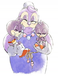 Size: 1223x1608 | Tagged: safe, artist:drawloverlala, lady walrus, walrus, 2016, baby, carrying them, child, female, happy, male, mother and child, mother and son, pacifier, simple background, smile, sonic boom (tv), trio, white background