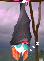 Size: 1800x2500 | Tagged: safe, artist:ikiigang, rouge the bat, bat, eyes closed, sleeping, solo, upside down, zzz