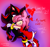 Size: 3360x3150 | Tagged: safe, artist:mslunarumbreon, amy rose, shadow the hedgehog, hedgehog, 2021, age difference, amy mistaking everyone for sonic, amy x shadow, claws, dialogue, duo, english text, eyes closed, female, gloves, gloves off, gradient background, holding each other, hugging, lidded eyes, looking at them, male, shipping, smile, straight, text, valentine's day