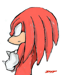 Size: 900x1066 | Tagged: safe, artist:decision-to-protect, knuckles the echidna, echidna, 2012, arms folded, clenched teeth, looking offscreen, male, ms paint, side view, simple background, solo, standing, white background