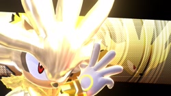 Size: 2048x1152 | Tagged: safe, artist:black_pens_555, silver the hedgehog, hedgehog, 2026, 3d, looking offscreen, male, solo, super form, super silver
