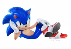 Size: 1919x1330 | Tagged: safe, artist:scterracon, editor:scterracon, sonic the hedgehog, hedgehog, 2026, edit, head rest, looking at viewer, lying down, male, simple background, smile, solo, white background