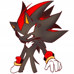 Size: 2048x2048 | Tagged: safe, artist:vanity_flourish, shadow the hedgehog, hedgehog, 2026, angry, clenched teeth, cross popping vein, male, no pupils, simple background, solo, standing, white background