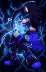 Size: 1712x2700 | Tagged: safe, artist:smashega, oc, oc:edge the obsidian, hedgehog, 2018, boots, dark, lidded eyes, looking at viewer, male, oc only, scarf, solo, standing