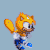 Size: 1056x1056 | Tagged: safe, artist:isai09, ray the flying squirrel, flying squirrel, squirrel, 2026, animated, blue background, blue shoes, classic ray, classic sonic (universe), gif, gloves, infinite loop, looking offscreen, male, pixel art, running, shoes, simple background, smile, solo, sprite