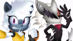 Size: 1920x1081 | Tagged: safe, artist:samaradraws, infinite the jackal, tangle the lemur, 2026, duo, female, looking at viewer, male, phantom ruby, selfie, simple background, white background