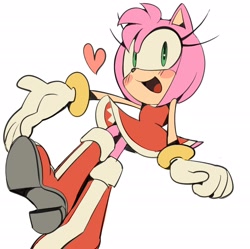 Size: 2492x2479 | Tagged: safe, artist:kosherea, amy rose, blushing, heart, simple background, smile, solo, white background