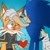Size: 600x600 | Tagged: safe, artist:appleandcinnamon, miles "tails" prower, nine, sonic the hedgehog, 2026, :/, age difference, blue background, blushing, duo, flat colors, gay, headpats, heart, nine x sonic, shipping, simple background, smile, sonic x tails, standing