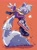 Size: 1530x2048 | Tagged: safe, artist:jovialnightz, tangle the lemur, 2026, female, looking at viewer, looking back, looking back at viewer, mid-air, orange background, signature, simple background, smile, smiling at viewer, solo, sparkles, star (symbol), tail stand, treads