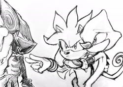 Size: 2048x1448 | Tagged: safe, artist:curly_quills, espio the chameleon, infinite the jackal, silver the hedgehog, 2026, chaotix case files, frown, gay, line art, male, meme, monochrome, protecting, protecting kevin hart, shipping, silvio, simple background, standing, trio, white background