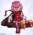 Size: 1924x2048 | Tagged: safe, artist:rowan19n, amy rose, hedgehog, 2026, abstract background, cape, female, front view, holding something, looking at viewer, piko piko hammer, signature, smile, smiling at viewer, solo, sonic the hedgehog 4 (film), standing, walking, white background