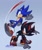 Size: 1027x1209 | Tagged: safe, artist:minwabu, shadow the hedgehog, sonic the hedgehog, 2026, arms out, clenched teeth, duo, frown, gradient background, hand on ground, kicking, looking at each other, mid-air, signature, smile, treads