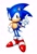 Size: 1390x2047 | Tagged: safe, artist:cumgyattler, sonic the hedgehog, 2026, classic sonic, classic sonic (universe), clenched fist, hand on hip, lineless, pointing, simple background, solo, standing, style emulation, white background