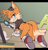 Size: 3000x3151 | Tagged: suggestive, artist:senshion, miles "tails" prower, fox, the murder of sonic the hedgehog, 2024, all fours, broom, butt, caution sign, clenched teeth, hat, lidded eyes, looking at viewer, looking back, looking back at viewer, magnifying glass, male, poncho, smile, solo, stupid sexy tails, style emulation, tail aside, tmosth style, toilet paper, treads, wink