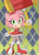 Size: 1024x1413 | Tagged: safe, artist:theretrogirl, amy rose, hedgehog, 2022, abstract background, amybetes, clenched fists, cute, deviantart watermark, dress, hammer, heart, holding something, looking at viewer, mouth open, obtrusive watermark, piko piko hammer, smile, solo, standing, watermark