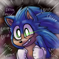 Size: 1280x1280 | Tagged: safe, artist:scutesketch, sonic the hedgehog, sonic the hedgehog 2 (2022), 2023, clenched fists, clenched teeth, energized, english text, meme, shine, smile, solo, text
