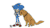Size: 1280x720 | Tagged: safe, artist:paumol, ozzy the dog, sonic the hedgehog, dog, sonic the hedgehog (2020), absurd res, animated, arms folded, duo, flat colors, frown, gif, idle, literal animal, looking at them, looking down, signature, sitting, standing, wagging tail