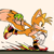 Size: 660x660 | Tagged: safe, artist:genesishero, miles "tails" prower, fox, 2026, chaos emerald, frown, holding something, looking ahead, looking offscreen, male, no pupils, shadow's hover skates, shoe swap, side view, simple background, skating, solo, solo male, white background