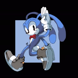 Size: 2048x2048 | Tagged: safe, artist:starioforreal, feels the rabbit, rabbit, 2026, grey shoes, looking at viewer, male, salute, signature, smile, smiling at viewer, solo, treads