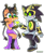 Size: 567x700 | Tagged: safe, artist:nacchan96, nicole the hololynx, shard the metal, lynx, 2017, blank background, blushing, duo, female, heart, hololynx, male, nicole x shard, robot, shipping, smile, straight