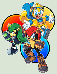 Size: 650x850 | Tagged: safe, artist:bellseashell, matilda the armadillo, mighty the armadillo, ray the flying squirrel