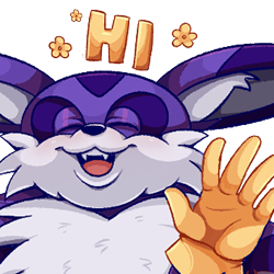 Size: 350x350 | Tagged: safe, artist:jevsterchester, big the cat, 2021, alternate version, dialogue, english text, eyes closed, fangs, flower, icon, mouth open, simple background, smile, solo, transparent background, waving
