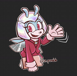 Size: 1552x1540 | Tagged: safe, artist:un-pearable, jewel the beetle, 2021, hand out, holding something, outline, paper, paperwork, signature, smile, solo, standing