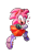 Size: 1000x1300 | Tagged: safe, artist:thechaosspirit, amy rose, 2018, amy's schoolgirl outfit, blushing, classic amy, classic sonic (universe), clothes, heart, looking at viewer, looking back, looking back at viewer, mouth open, one fang, running, simple background, skirt, smile, solo, transparent background, treads