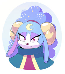 Size: 880x1000 | Tagged: safe, artist:jenzel, sheep, sonic dream team, 2023, ariem, bust, headshot, lidded eyes, looking at viewer, smile, smiling at viewer, solo