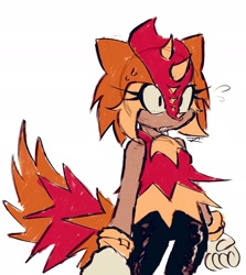 Size: 1828x2048 | Tagged: safe, artist:ju1ceboxz007, trip the sungazer, 2026, looking offscreen, simple background, solo, standing, sweatdrop, white background