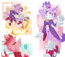 Size: 2048x1792 | Tagged: safe, artist:obito_bis, blaze the cat, burning blaze, 2026, eyes closed, fire, frown, looking offscreen, mid-air, outline, sol emerald, solo, super form