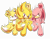 Size: 5900x4651 | Tagged: safe, artist:domestic maid, knuckles the echidna, miles "tails" prower, sonic the hedgehog, super knuckles, super sonic, super tails, 2025, absurd res, barefoot, clenched fists, clenched teeth, flying, gloves off, looking at viewer, mid-air, outline, shoes off, simple background, smile, smiling at viewer, socks off, super form, team sonic, transparent background, trio