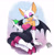 Size: 1976x2000 | Tagged: safe, artist:skyversa, rouge the bat, abstract background, female, holding something, looking at viewer, smile, smiling at viewer, solo