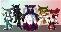 Size: 5534x2889 | Tagged: safe, artist:sawcraft1, seedrian, sonic x, black narcissus, dark oak, female, females only, full body, gender swap, group, metarex, pale bayleaf, red pine, yellow zelkova