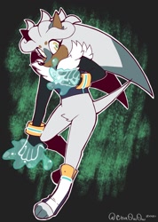 Size: 1322x1859 | Tagged: safe, artist:cha0w0w, silver the hedgehog, hedgehog, 2021, alternate outfit, alternate universe, beanbrows, crotch fluff, eyelashes, fur markings, looking at viewer, neck fluff, outline, psychokinesis, redesign, signature, solo