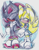 Size: 1323x1678 | Tagged: safe, artist:andreahedgehog, maria robotnik, shadow the hedgehog, oc, oc:maria the hedgehog, hedgehog, 2012, age difference, blushing, duo, eyes closed, holding hands, maria x shadow, mobianified, pseudo-incest, shipping, signature, smile, standing, straight, traditional media