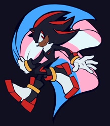 Size: 1780x2048 | Tagged: safe, artist:sthsora, shadow the hedgehog, 2026, black background, dark skin, frown, holding something, looking at viewer, scar, simple background, solo, top surgery scars, trans boy shadow, trans male, trans pride, trans visibility day, transgender