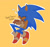 Size: 1125x1056 | Tagged: safe, artist:sonicbooom, sonic the hedgehog, 2024, chili dog, chili dog x sonic, crack shipping, cute, english text, eyes closed, flat colors, food, heart, holding something, kiss, outline, pride, shipping, simple background, solo, sonabetes, text, wat, white outline, yellow background
