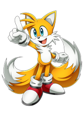 Size: 1080x1602 | Tagged: safe, artist:smanoela834, miles "tails" prower, 2026, mouth open, pointing, simple background, smile, solo, standing, transparent background