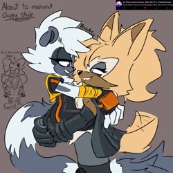 Size: 2048x2048 | Tagged: safe, artist:yesioarts, lanolin the sheep, tangle the lemur, whisper the wolf