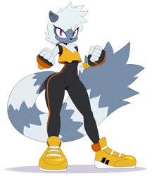 Size: 2216x2559 | Tagged: safe, artist:ss2sonic, tangle the lemur, 2018, belly button, chest fluff, clenched fists, female, flat colors, looking at viewer, shadow (lighting), smile, solo, standing