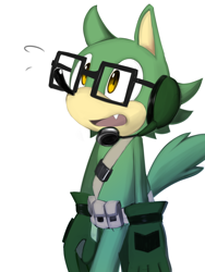 Size: 1000x1333 | Tagged: safe, artist:kalk427, wolf, gears the wolf, looking offscreen, male, mouth open, one fang, simple background, solo, standing, white background