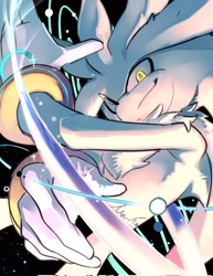 Size: 1580x2048 | Tagged: safe, artist:wifiwhere, silver the hedgehog, 2026, black background, looking at viewer, simple background, smile, solo